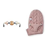 BabyBjörn Toy for Bouncer, Googly Eyes Pastels & Fabric Seat for Bouncer, Cotton, Petal Quilt, Dusty Pink