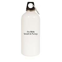 I'm With Smart & Funny - 20oz Stainless Steel Water Bottle with Carabiner, White