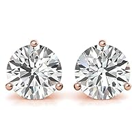 FACTES JEWELS VVS1 Round Cut Full white Moissanite Stud Earrings For Women Sterling Silver & Solid Gold Earrings Jewelry