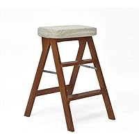 Wooden Step Stool,2 Tier Ladder Chair Adult Wood Step Stool Folding Seat Bench Utility Multi-Functional 16.5X21.5X25.6Inches Step Stool