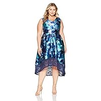 Women's Plus Size High-Low Dress with Lace Trim