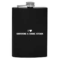 I Heart Love Surviving A Snake Attack - 8oz Hip Drinking Alcohol Flask