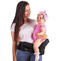 FLEEROSE - Baby Hip Carrier - New Ergonomic Bench Design, Multiple Pockets & Lumbar Support & Breathable Materials for Newborns & Toddlers, All Seasons & 4 Positions (Carrier, Grey)