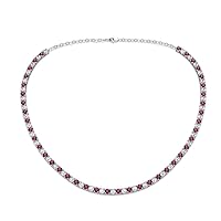 K Gallery 20.00 Ctw Round Cut Ruby And Diamond Tennis Necklace 14K White Gold Finish For Women Girls