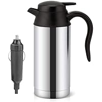 Truck Kettle, 750ml 24v Portable Electric Truck Kettle, Car Truck Coffee Mug with Cigarette Lighter Charger Electric Kettle Pot Heated Water Cup-100°C With Led light Automatic Shut Off (24V)