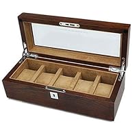 Watch Box Watch Display Organizer Pure Solid Wood Jewelry Display Case with Key Lock Mens Jewelry Watches Collection Holder Boasts Glass Top Flannel Pillow