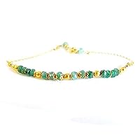 Natural Emerald 3-3.5mm Rondelle Shape Faceted Cut Gemstone Beads 7 Inch Gold Plated Clasp Bracelet For Men, Women. Natural Gemstone Link Bracelet. | Lcbr_02416