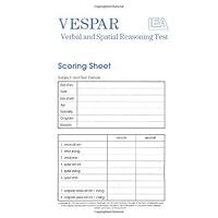 VESPAR Test Scoring Sheets: Packs of 25