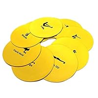 Flat Round Disc Markers | Exercise Workout | Non Slip Circuit Training Set | Outdoor/Indoor Sports Landmark Track and Field Markers | Yellow 10 Exercise Set