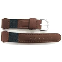 16mm Teal Brown Leather Nylon Stitched Sport Watch Band Fits Swiss Army & Others