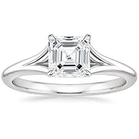 1.25 Carat 6 MM Asscher Cut Diamond Solitaire Engagement Wedding Ring In 14K White Gold Plated 925 Sterling Silver