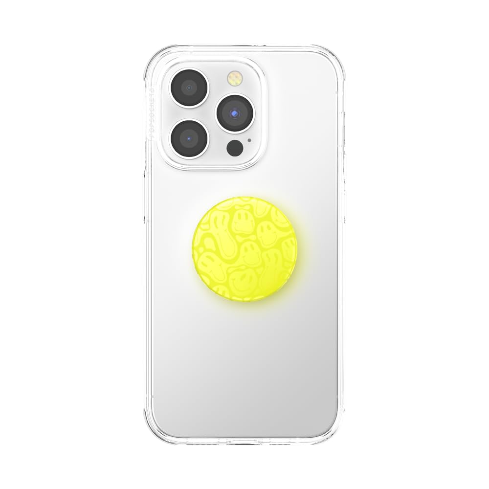 ​​​​PopSockets Phone Grip with Expanding Kickstand - Neon Jolt Yellow Smiley Melt