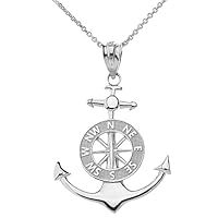 MARINER'S ANCHOR COMPASS CHARM PENDANT NECKLACE IN STERLING SILVER - Pendant/Necklace Option: Pendant With 18