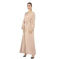 Middle East Muslim Abaya Dress Long Sleeve Pullover Dresses Solid Base Robe Dress for Women