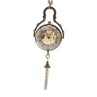 Steampunk Pocket Watch Pendant - Antiqued Brass - Domed With Mechanical Movement