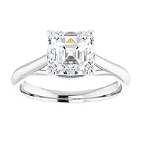 18K Solid White Gold Handmade Engagement Ring 1.50 CT Asscher Cut Moissanite Diamond Solitaire Wedding/Bridal Ring for Women/Her Best Rings