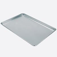 Two-Thirds Size 19 Gauge Sheet Baking Pan, Wire in Rim Aluminum Bun Pan, Professional, Commercial, and Industrial Grade Pan by Tezzorio