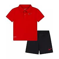 Nike Little Boys Dri-Fit Polo T-Shirt And Shorts 2 Piece Set (R(86L972-R0P)/B, 4 Years)