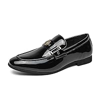Men's Pattern Leather Shoes Dress Loafer Shoes Slip-on Casual Medallion Loafer Smoking Driving Slippers