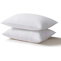 Acanva Bed Pillows for Sleeping 2 Pack, Alternative Microfiber Filled, Natural Cover Skin-Friendly, Soft and Supportive for Side Back Sleepers, Standard (Pack of 2), White 2 Count