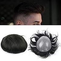 Handmade Men Toupee Rmey Human Hair Men's Hairpiece 6x8 Durable Thin PU Skin Hair Replacement Wiglet Invisible Knot Natural Hairline