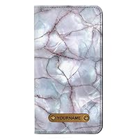 RW2316 Dark Blue Marble Texture Graphic Print PU Leather Flip Case Cover for iPhone 11 Pro with Personalized Your Name on Leather Tag