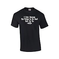 I Fish Because The Voices in My Head Tell Me to Funny Fishing Outdoors Fisherman Boat Humorous Witty-Black-Large