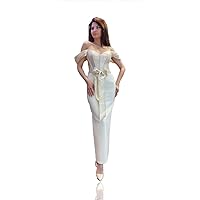 Maverick Women's Gold Off White Bodycon Dress,Birthday,Elegant Party Dress,Cocktail and Romantic Date Dress