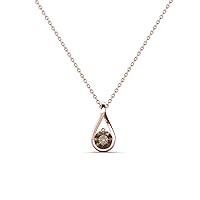 Smoky Quartz (3.50 mm) 0.16 ct Women Teardrop Solitaire Pendant Necklace in 14K Gold with 16