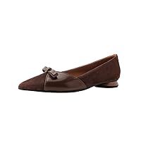 TinaCus Women's Pointed Toe Genuine & Suede Leather Handmade Bowtie Slip On Casual Dress Flats
