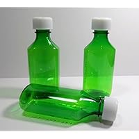 2 Ounce Green Graduated Oval Plastic Medicine Bottles and Caps Lot of 50 Pharmaceutical Grade