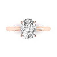 Clara Pucci 1.9ct Oval Cut Solitaire Genuine Lab Created White Sapphire Proposal Wedding Bridal Designer Anniversary Ring 14k Rose Gold