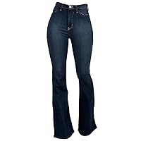 Andongnywell Women's Fashion High Rise Jeans Slimming Wide Leg Stretch Denim Flare Bellbottom Jeans Trouser