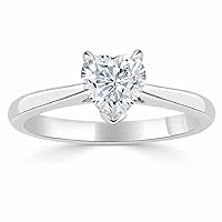 Kiara Gems 1.80 CT Heart Moissanite Engagement Ring Wedding Bridal Ring Set Solitaire Halo Style 10K 14K 18K Solid Gold Sterling Silver Anniversary Promise Ring Gift