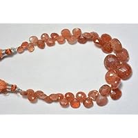 Sunstone Heart Shape Beads, Sunstone Faceted Heart Shape Gemstone for Jewelry, 6mm - 14mm, 8 Inch Strand