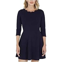 Speechless Womens 3/4 Sleeve Crew Neck Mini Wear to Work Fit + Flare Dress