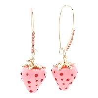 Betsey Johnson Strawberry Earrings (Strawberry Pink/Gold)