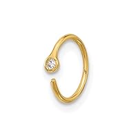 0.86mm 14k Gold 20 Gauge Polished CZ Cubic Zirconia Simulated Diamond Nose Ring Jewelry for Women