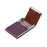Leather Stainless Steel Cigarette Case Box - Regular Size Cigarette Pocket Holder， One-Hand Operate Cigarette Case for Men and Women