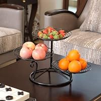 3-Tier Metal Fruit Basket Holder, Modern Ideas Decorative Bowl Stand for Bread, Fruit, Vegetables, Counter, Table, Kitchen and Home,Gold
