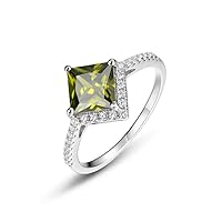Real Gold 1CT Princess-cut Gemstone Ring for Women Solitaire Engagement Wedding Ring for Her,Free Engrave,Available in Size 4-13 ＆ 10K/14K/18K Gold