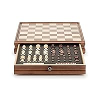 15-inch Storage Chess Board, Wooden Chess and Checkers 3-in-1 Chess Set, High-end Children's Travel Chess Box and Drawer Chess Board Gifts