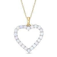 2 CT Round Cut Created Opal Heart Outline Pendant Necklace 14k White Gold Finish