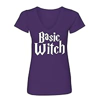 Manateez Women's Basic Witch V-Neck Tee Shirt