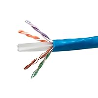 Monoprice Cat6 Ethernet Bulk Cable - Solid, 550Mhz, UTP, CMP, TAA, Plenum, Pure Bare Copper Wire, 23AWG, No Logo, Pull Box, 1000 Feet, Blue