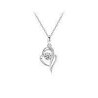 S925 Sterling Silver Heart With You Moissan Diamond Necklace Female