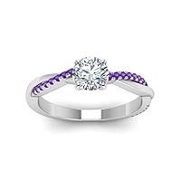Choose Your gemstone 925 sterling silver Infinity Twist Ring Crystal Round Shape Side Stone Wedding Valentine Wear Promise Ring with Pave Setting for girls and women Size US 4 TO 12