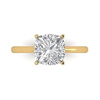 Clara Pucci 2.5 ct Cushion Cut Solitaire Genuine Moissanite Engagement Wedding Bridal Promise Anniversary Ring in 14k Yellow Gold