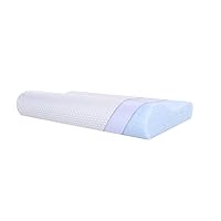 SUQ I OME Slim Sleeper-Thin Memory Foam Pillow for Sleeping,Contour Thin & Low Cervical Profile,for Neck Pain,Stomacher, Back and Side Sleeper (19.6x11.8x3.1/2.3 inch Gel, White Soft)