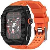 Watch accessories for Apple Watch Ultra Series 8 7 49mm 45mm Carbon Fiber Case and fluororubber Modification Kit Metal Bezel+Rubber Strap band compatiable with iWatch 6 SE 5 4 44mm